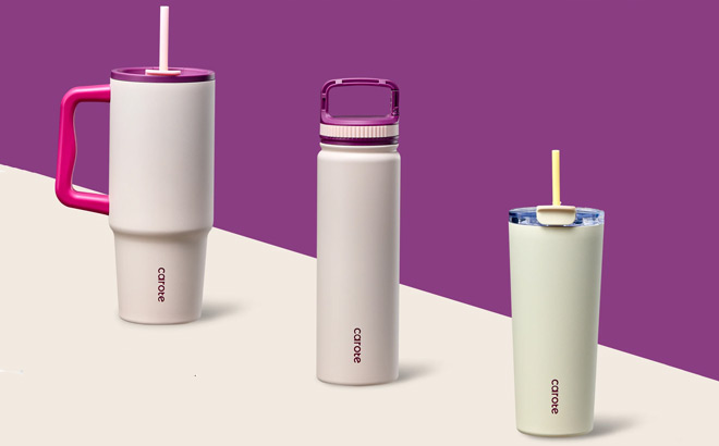Carote 3 Piece Cupholder Friendly Insulated Stainless Steel Water Bottle and Tumbler Set