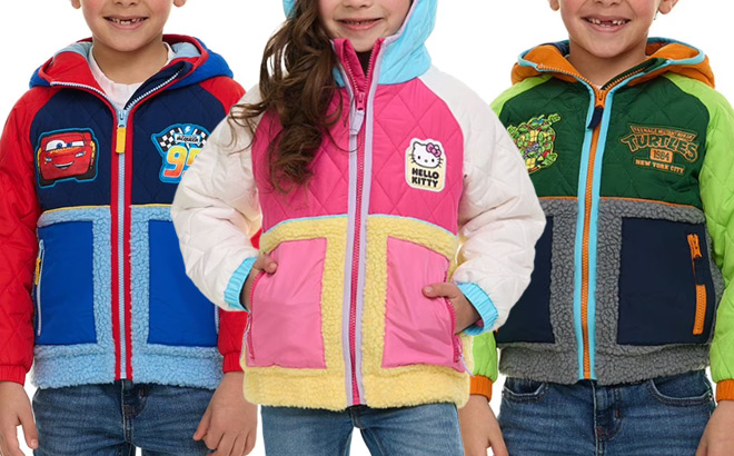 Cars Hello Kitty and Teenage Mutant Ninja Turtles Character Toddler Fleece Jackets