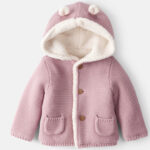 Carters Baby Girl Sherpa Lined Cotton Long Sleeve Jacket