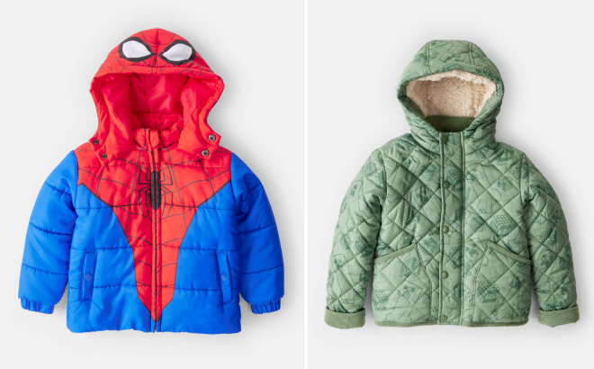 Carters Marvel Spider Man Toddler Boy Hooded Winter Jacket and Minecraft Boys Hooded Winter Jacket Carters Marvel Spider Man Toddler Boy Hooded Winter Jacket and Minecraft Boys Hooded Winter Jacket