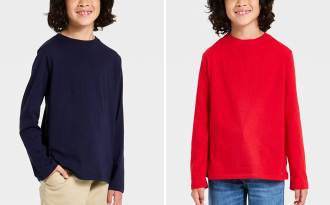 Cat Jack Boys Long Sleeve Solid T Shirt Cat Jack Boys Long Sleeve Solid T Shirt