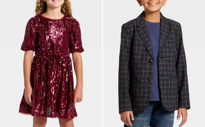 Cat Jack Boys Plaid Suit Jacket