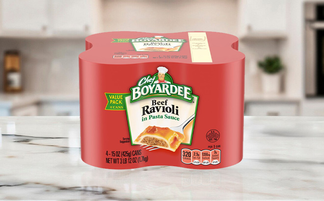 Chef Boyardee Beef Ravioli in Pasta on the Table