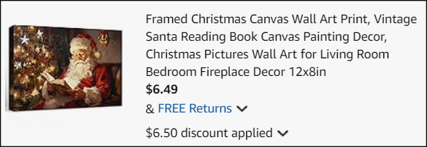 Christmas Wall Decor Vintage Santa Reading Book Checkout