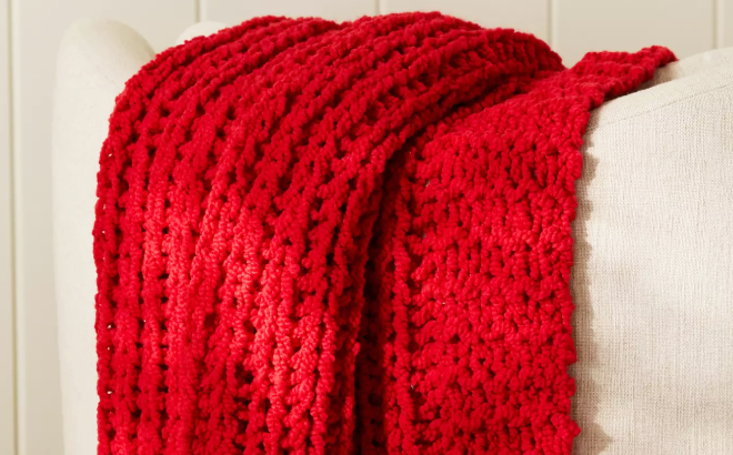 Chunky Wool Blend Throw Blanket