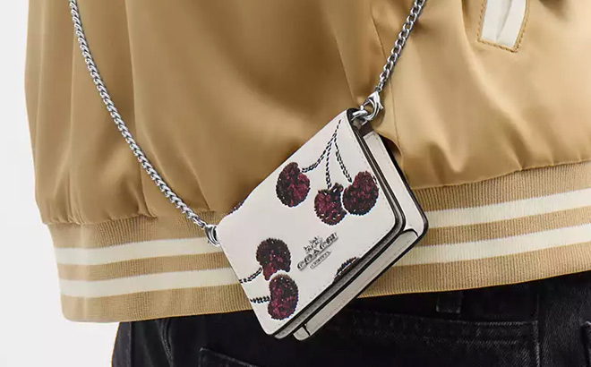 Coach Outlet Mini Wallet On A Chain With Cherry Print