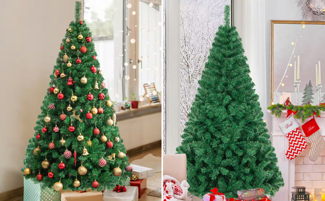 Costway 6 Foot Unlit Green Artificial Christmas Tree Costway 6 Foot Unlit Green Artificial Christmas Tree