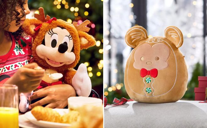 Disney Minnie Mouse Reindeer Holiday Plush and Mickey Mouse Gingerbread Squishmallows Plush Disney Minnie Mouse Reindeer Holiday Plush and Mickey Mouse Gingerbread Squishmallows Plush