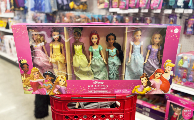 Disney Princess Fashion Doll 7 Pack on a Cart