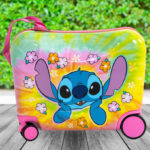 Disney Stitch Checked Hardside Ride on Luggage on the Table