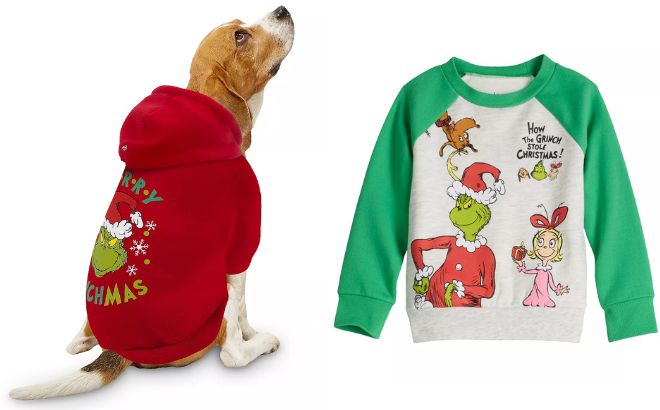 Dr Seuss Grinch Hoodie Pet Sweatshirt and Jumping Beans Baby Toddler Boy Dr Seuss The Grinch Long Sleeve Graphic Crew