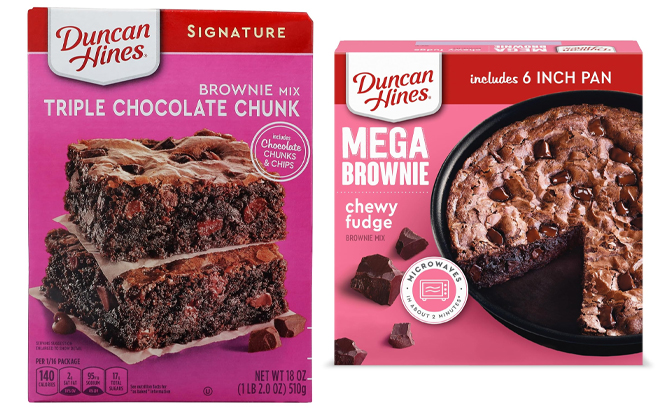 Duncan Hines Signature Triple Chocolate Chunk Brownie Mix and Duncan Hines MEGA Brownie Mix Duncan Hines Signature Triple Chocolate Chunk Brownie Mix and Duncan Hines MEGA Brownie Mix