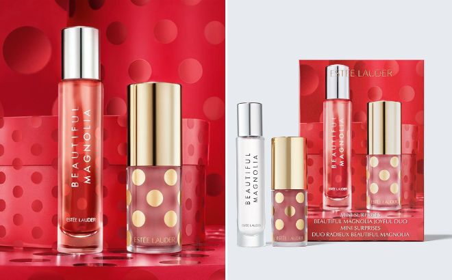 Estee Lauder 2 Piece Beautiful Magnolia EDP Joyful Lip Oil Perfume Gift Duo Set