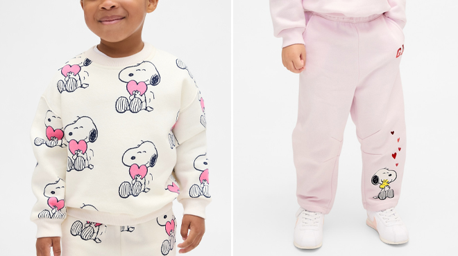 GAP Baby Toddler VintageSoft Snoopy Sweatshirt and GAP Baby Toddler VintageSoft Snoopy Barrel Sweatpants