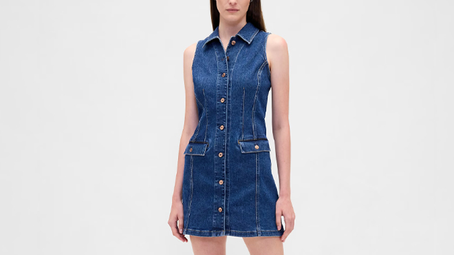 GAP Denim Collared Mini Shift Dress
