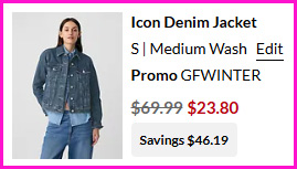 GAP Denim Jacket Checkout Screen