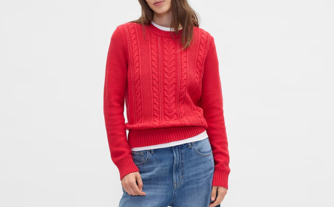 GAP Factory Cable Knit Crewneck Sweater