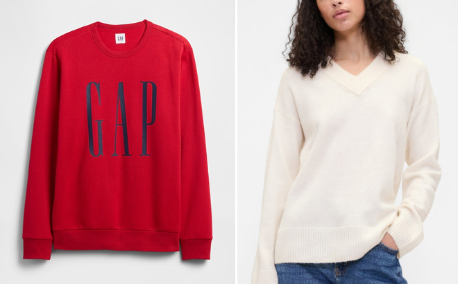 GAP Factory Logo Sweatshirt in Red GAP Factory Logo Sweatshirt in Red