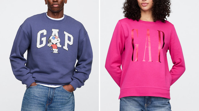GAP Factory Mens Peanuts Logo Sweatshirt
