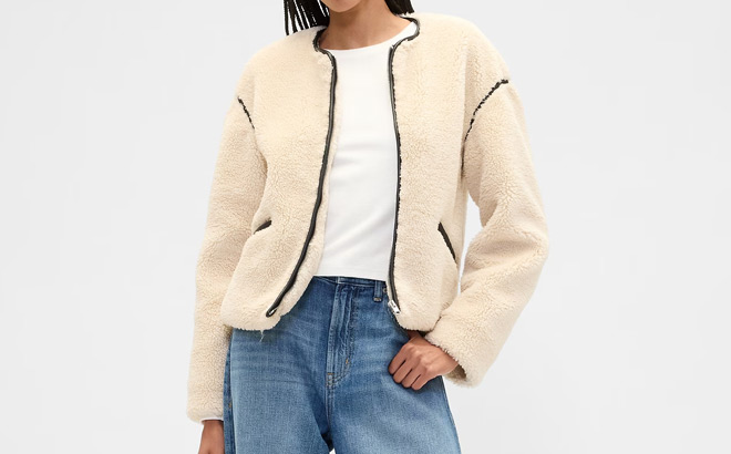 GAP Factory Womens Relaxed Sherpa Jacket