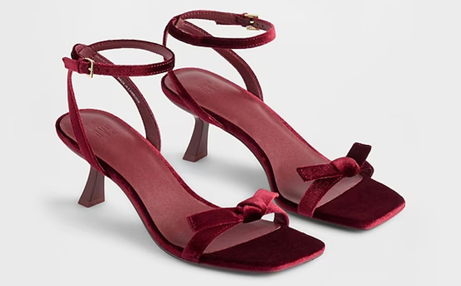 GAP Velvet Bow Open Toe Strappy Kitten Heels