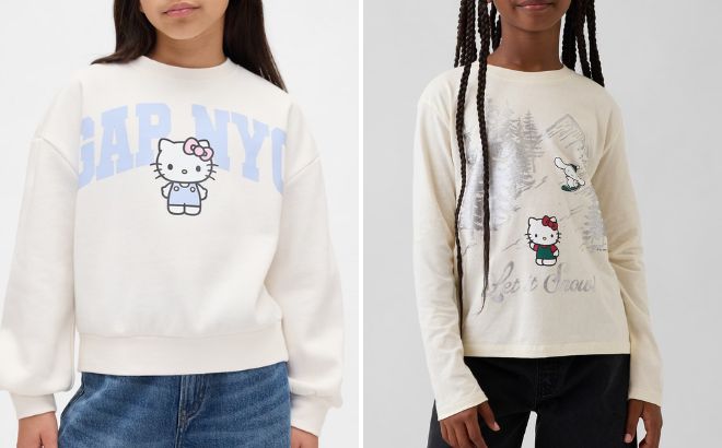 Gap Kids VintageSoft Hello Kitty Logo Sweatshirt and Kids Oversized Graphic T Shirt