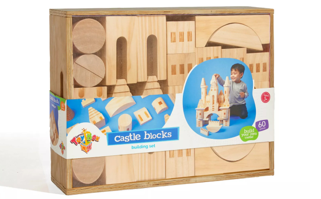 Geoffreys Toy Box Solid Pine Wooden Castle Block Play Set