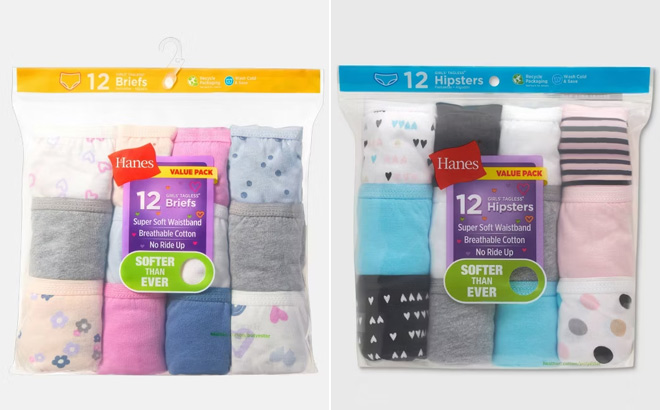 Hanes Kids Butterfly and Dot Underwear 12 Pack Hanes Kids Butterfly and Dot Underwear 12 Pack