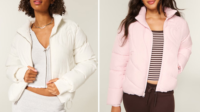 Hollister Zip Up Pattern Puffer Jacket and Quilted Heart Zip Up Puffer Jacket Hollister Zip Up Pattern Puffer Jacket and Quilted Heart Zip Up Puffer Jacket