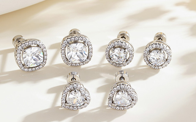 Hypoallergenic 925 Sterling Silver Post Stud Earrings Set