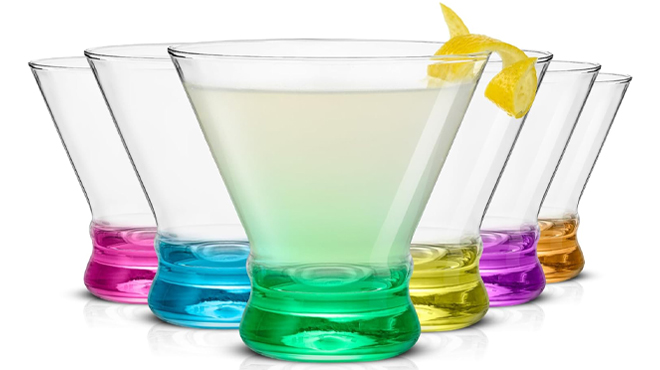 JoyJolt Hue 6 Piece Colored Stemless Martini Glasses