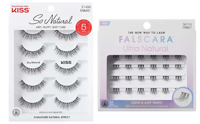 KISS Products False Eyelashes 01 So Natural 10 Count and KISS Products Falscara False Eyelashes 07 30 Count