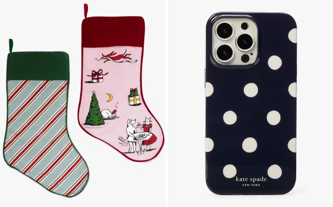 Kate Spade Outlet Luna Stripe Stocking and Sunshine Dot iPhone 13 Pro Case