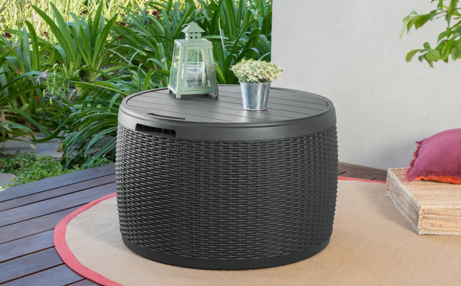 Keter Circa 37 Gallon Rattan Storage and Organization Deck Box