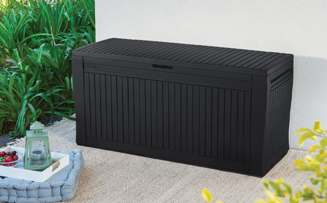 Keter Comfy 71 Gallon Resin Outdoor Storage Deck Box in Black