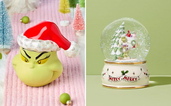 Lenox Grinchmas Covered Candy Jar and Grinchmas Snow Globe