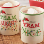 Lenox Holiday Naughty Nice Mugs 2 Piece Set on the Table