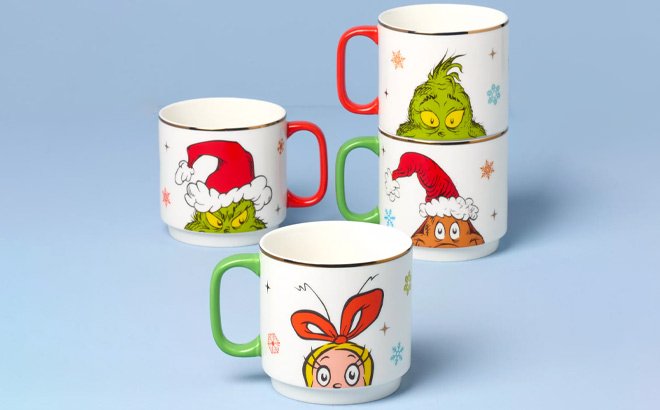 Lenox Merry Grinchmas Stackable Mugs 4 Piece Set Lenox Merry Grinchmas Stackable Mugs 4 Piece Set