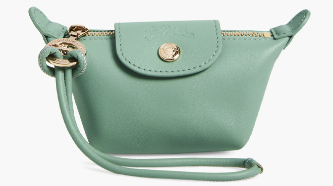 Longchamp Le Pliage Xtra Leather Coin Purse in Celadon Longchamp Le Pliage Xtra Leather Coin Purse in Celadon