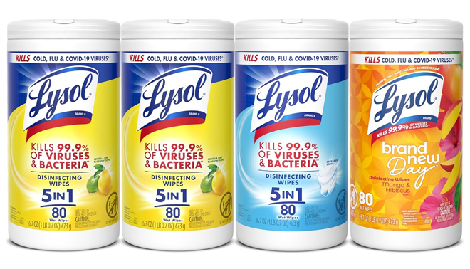 Lysol 80 Count Disinfectant Wipes 4 Pack in Lemon Linen and Mango Scent