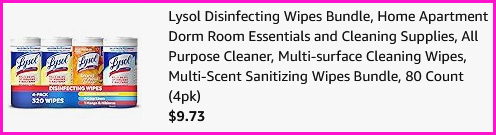 Lysol Disinfecting Wipes Checkout Screen