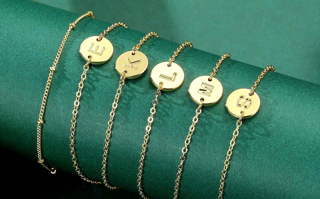 MONOZO Gold Monogram Letter Initial Bracelets MONOZO Gold Monogram Letter Initial Bracelets