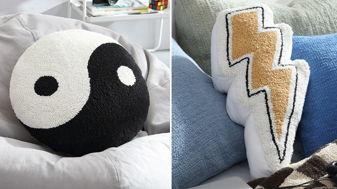 Mainstays Yin Yang Decorative Pillow and Mainstays Lightning Bolt Decorative Pillow