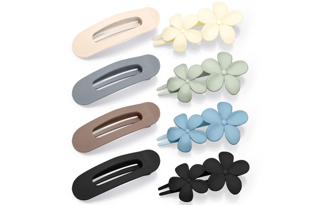 Matte Flat Claw Clips 8 Pack
