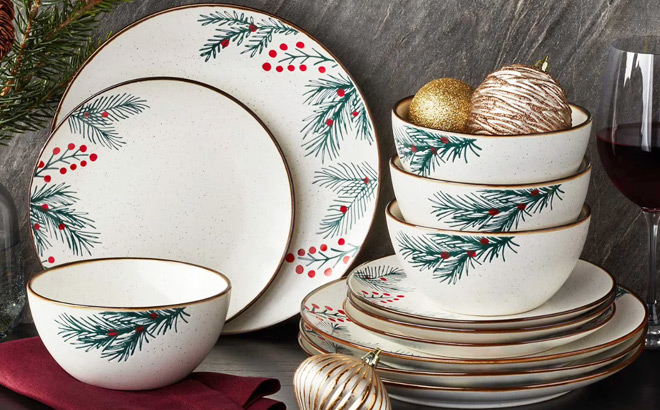 Members Mark 12pc Stoneware Holiday Dinnerware Set