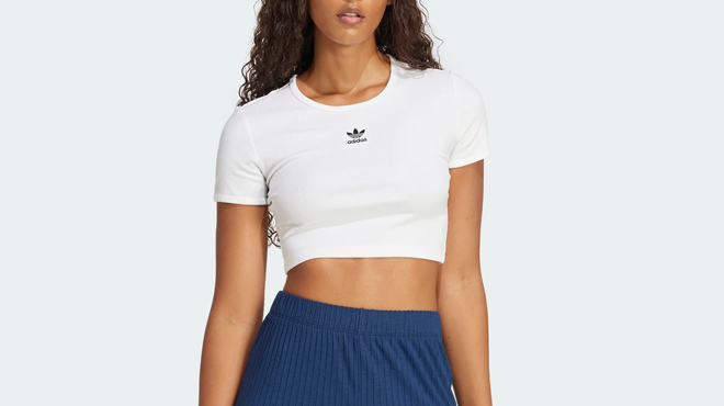 Model Wearing Adidas Tee