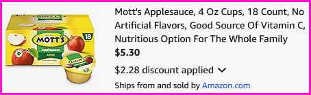 Motts Applesauce Checkout Screen