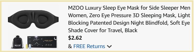 Mzoo Sleep Eye Mask Checkou Page