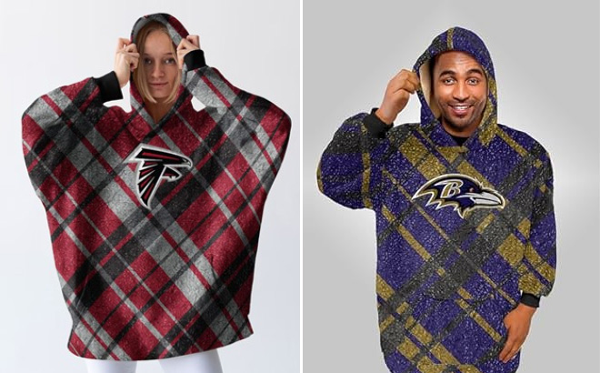 NFL Sherpa Flannel Hoodie Blankets