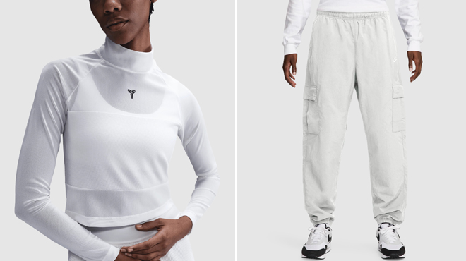 Nike Womens Kobe Cropped Long Sleeve Top and Nike Mens Club Woven Cargo Pants